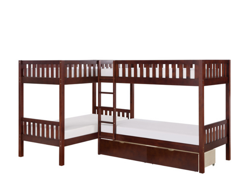 B2013CNDC-1T - Corner Bunk Bed with Storage Boxes
