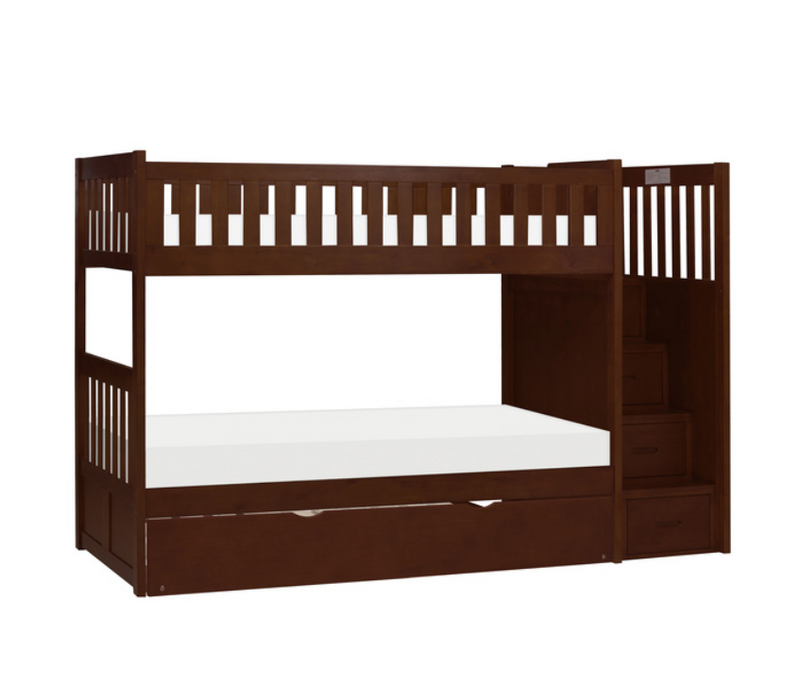 B2013SBDC-R - Twin, Twin Step Bunk Bed with Twin Trundle