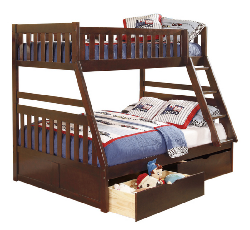 B2013TFDC-1-T - Twin, Full Bunk Bed with Storage Boxes