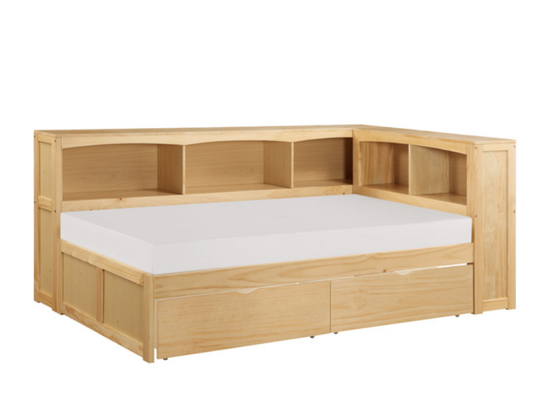 B2043BC-1BCT - Twin Bookcase Corner Bed with Storage Boxes