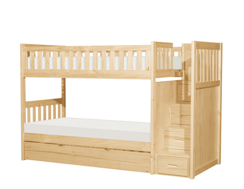 B2043SB-1-R - Twin, Twin Step Bunk Bed with Twin Trundle