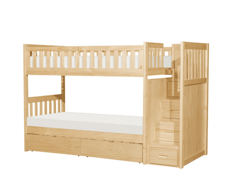 B2043SB-1-T - Twin, Twin Step Bunk Bed with Storage Boxes