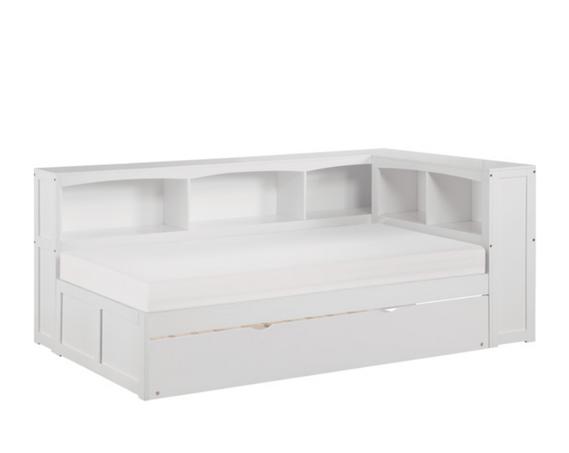 B2053BCW-1BCR - Twin Bookcase Corner Bed with Twin Trundle