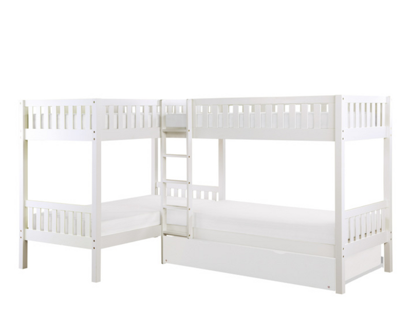 B2053CNW-1R - Corner Bunk Bed with Twin Trundle