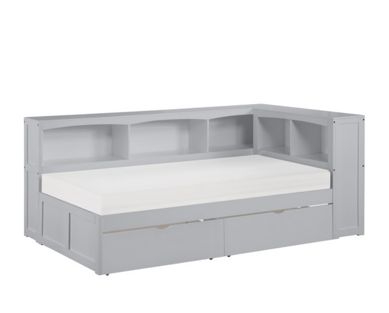 B2063BC-1BCT - Twin Bookcase Corner Bed with Storage Boxes