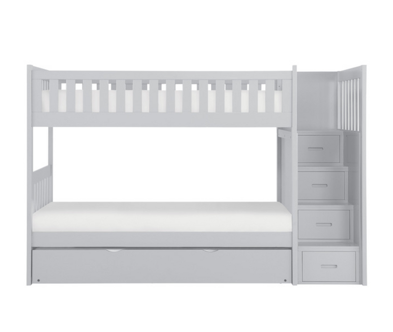 B2063SB-1-R - Twin, Twin Step Bunk Bed with Twin Trundle