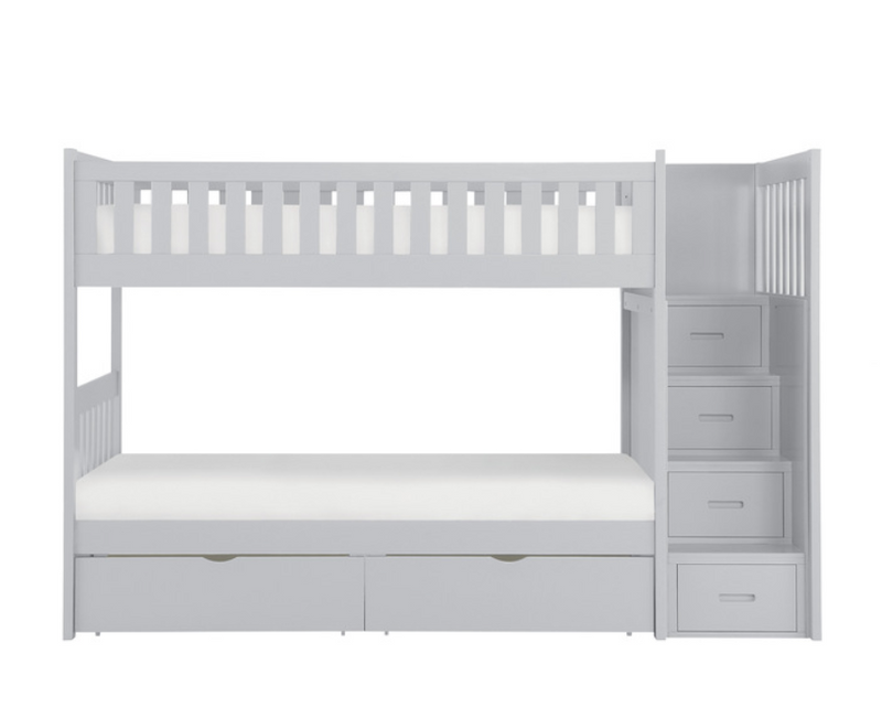 B2063SB-1-T - Twin, Twin Step Bunk Bed with Storage Boxes